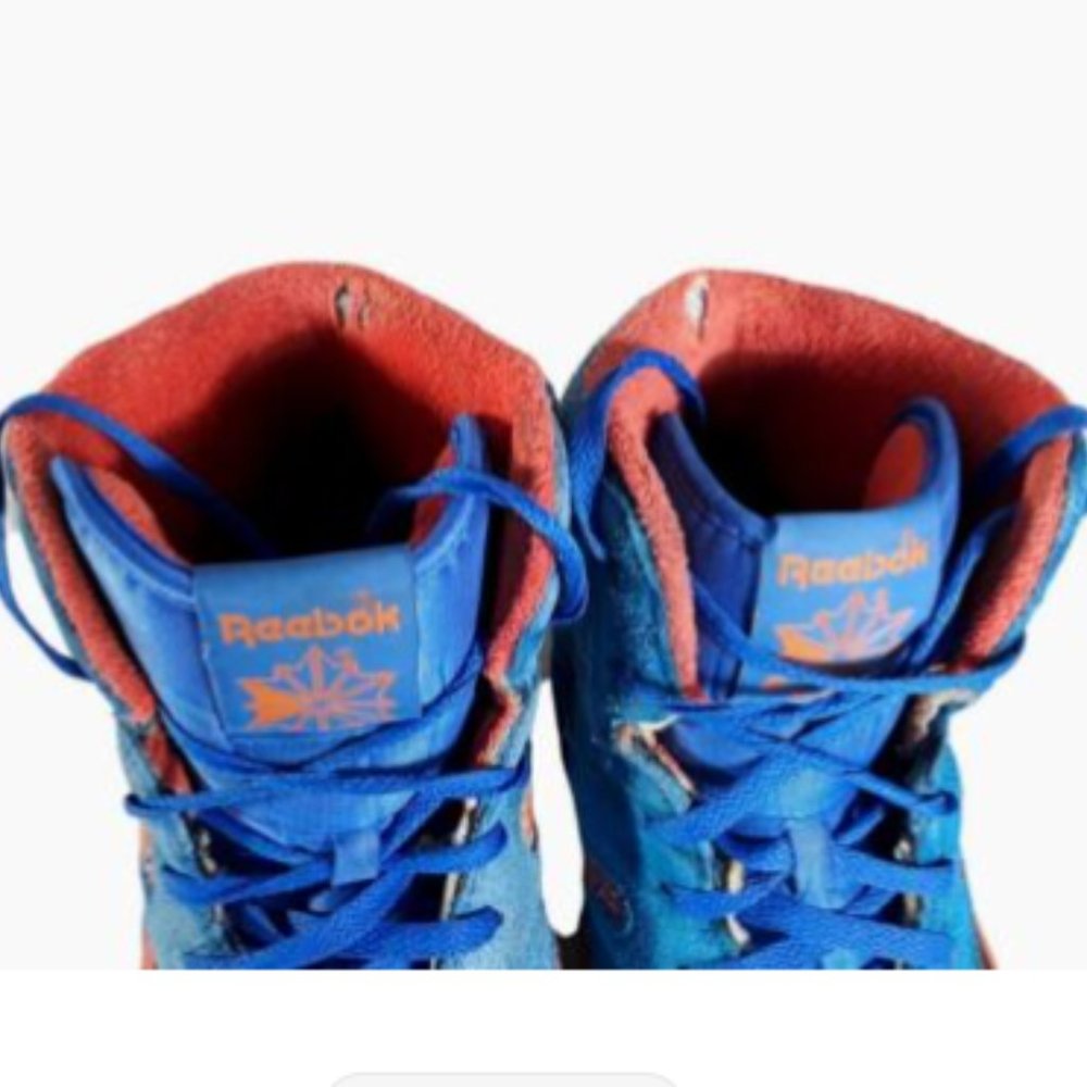 Reebok Vintage 1980's High Top Mens Suede Blue Orange Basketball Shoes Size 13 - Picture 9 of 12